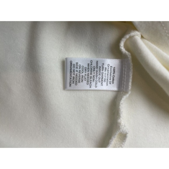 Quaker Factory 3/4 Sleeve Cream Embellished Pullover Top Cotton - Picture 6 of 8